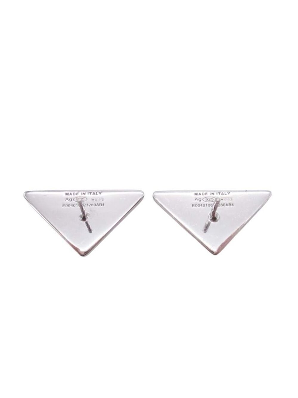 Prada Triangle Logo Stud Earrings Plate Black - Picture 2 of 6